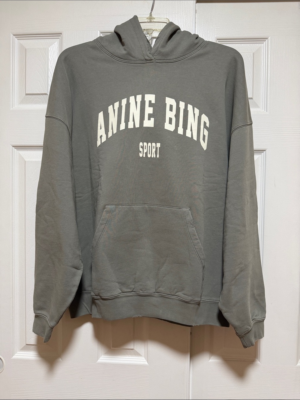 💗NWT Anine Bing Harvey Hooded Sweatshirt in Olive Size - Size Large - Picture 2 of 11